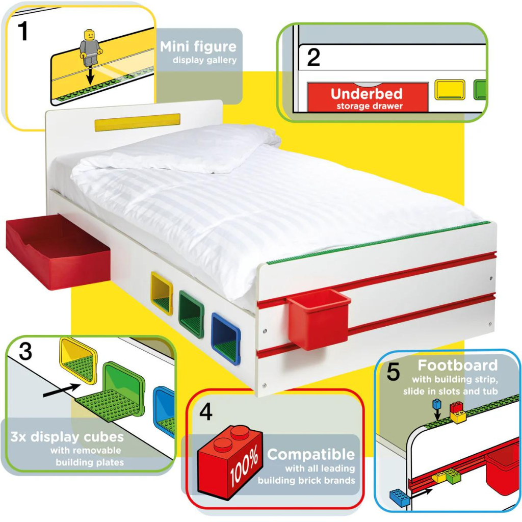 Kids Lego Single Bed Frame With Storage