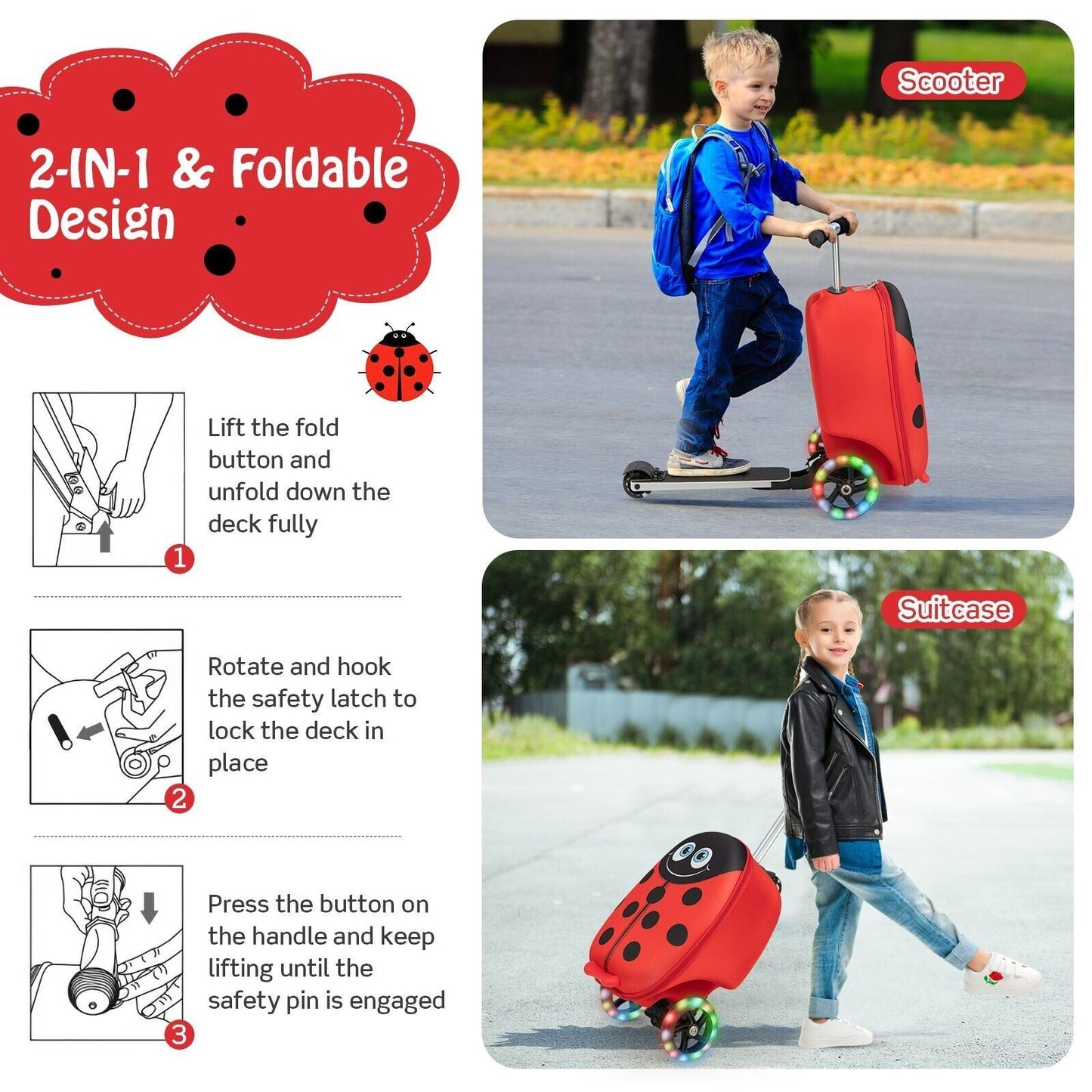2-in-1 Ride On Scooter Suitcase