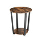 Brown Industrial Rustic Round Side Table