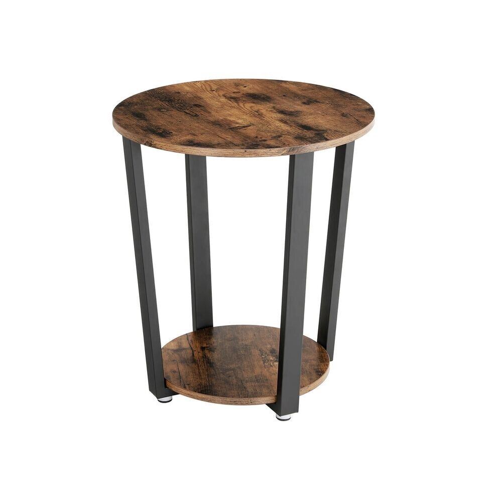 Brown Industrial Rustic Round Side Table