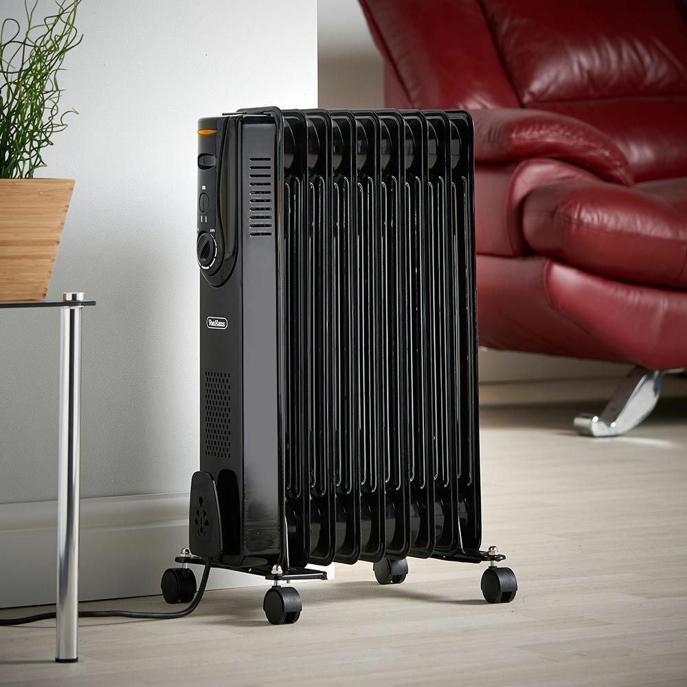 9 Fin 2000W Oil Filled Radiator - Black