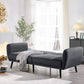 3 Seater Sofa Bed Ribbed-Tufted 3 Inclining Positions Convertible with Wooden Legs