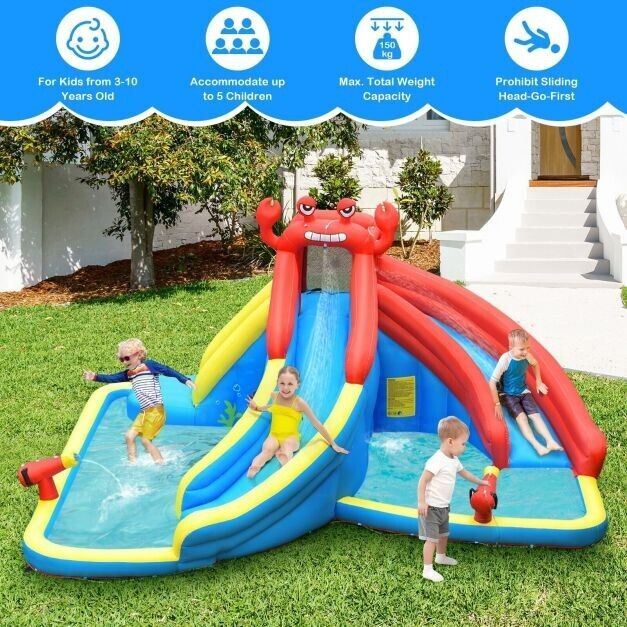 Crab Themed Water Slide Bouncy Castle