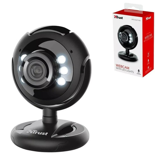 Webcam With LED Lights - Spotlight Pro Webcam Built In Microphone for PC