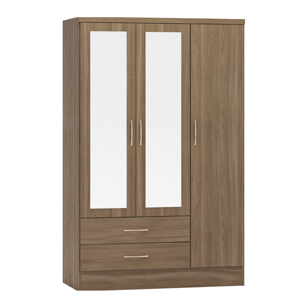 Nevada 3 Door 2 Drawer Mirrored Wardrobe