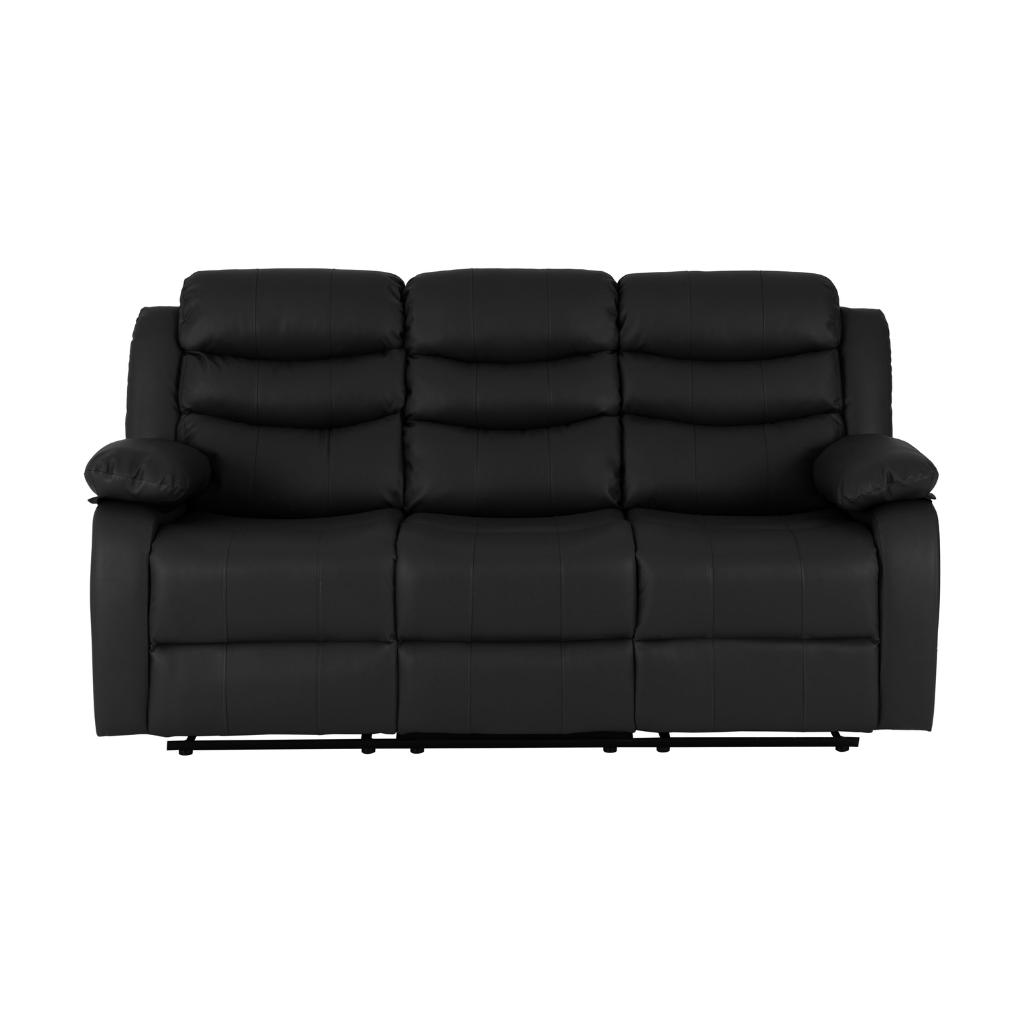 Roma 3+2 Recliner Sofa Suite Black Faux Leather