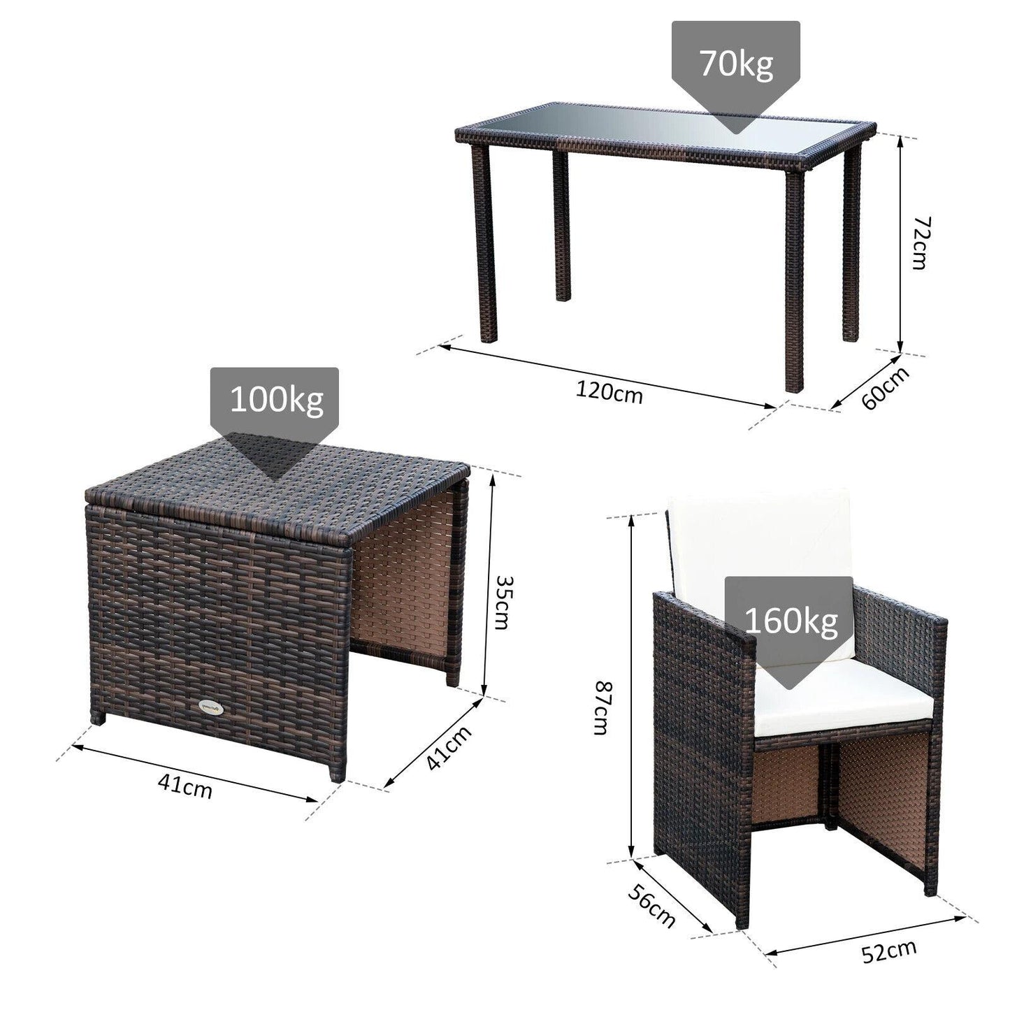 Ivory 4 Seater Cube Garden Set