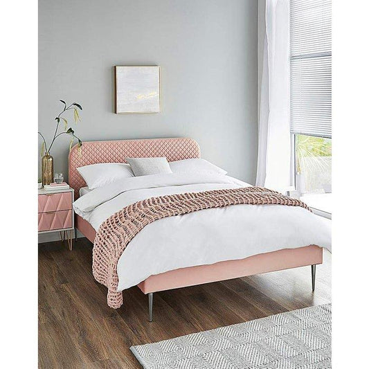 Arden Pink Velvet Double Bed Frame