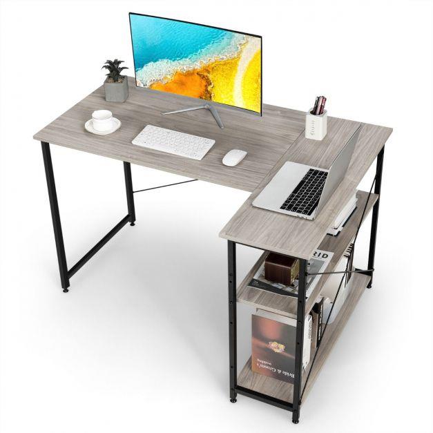 Grey L Shaped Computer Desk