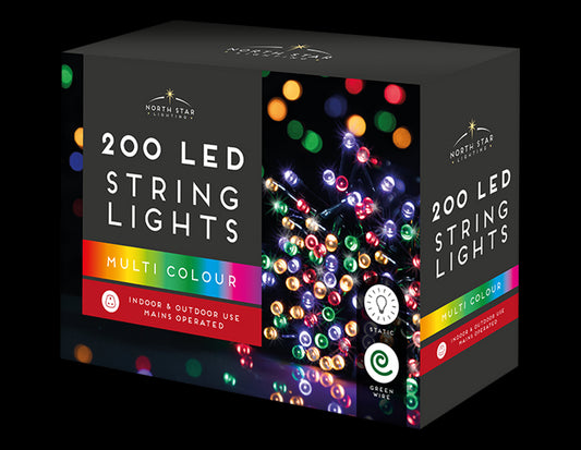200 Led Mains  Christmas Lights - Multicoloured