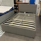 Small Double Grey Faux Leather Ottoman Bed