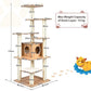 179 cm Tall Wooden Cat Tree with Sisal Scratching Posts