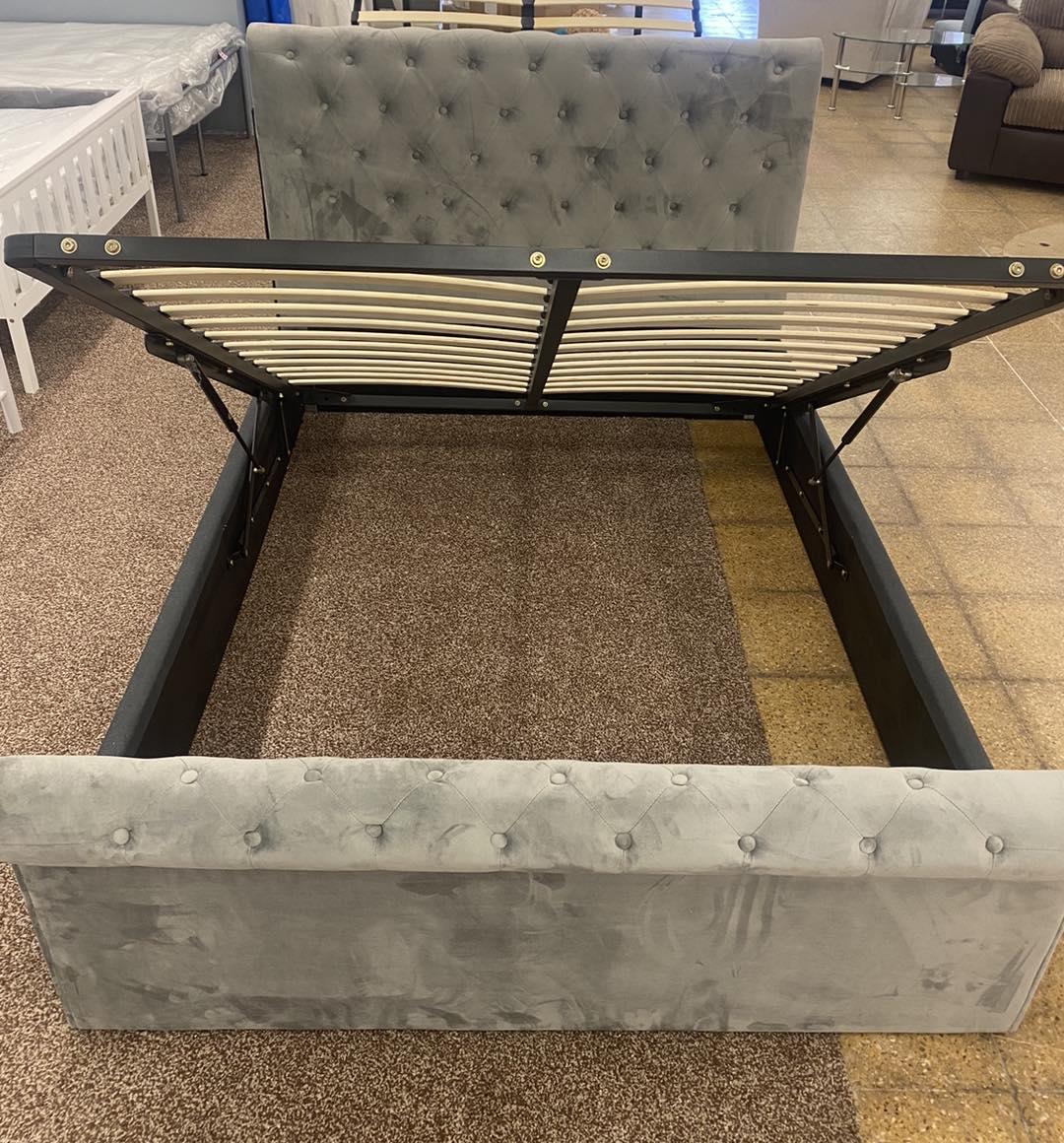Double Grey Ottoman Sleigh Bed Frame