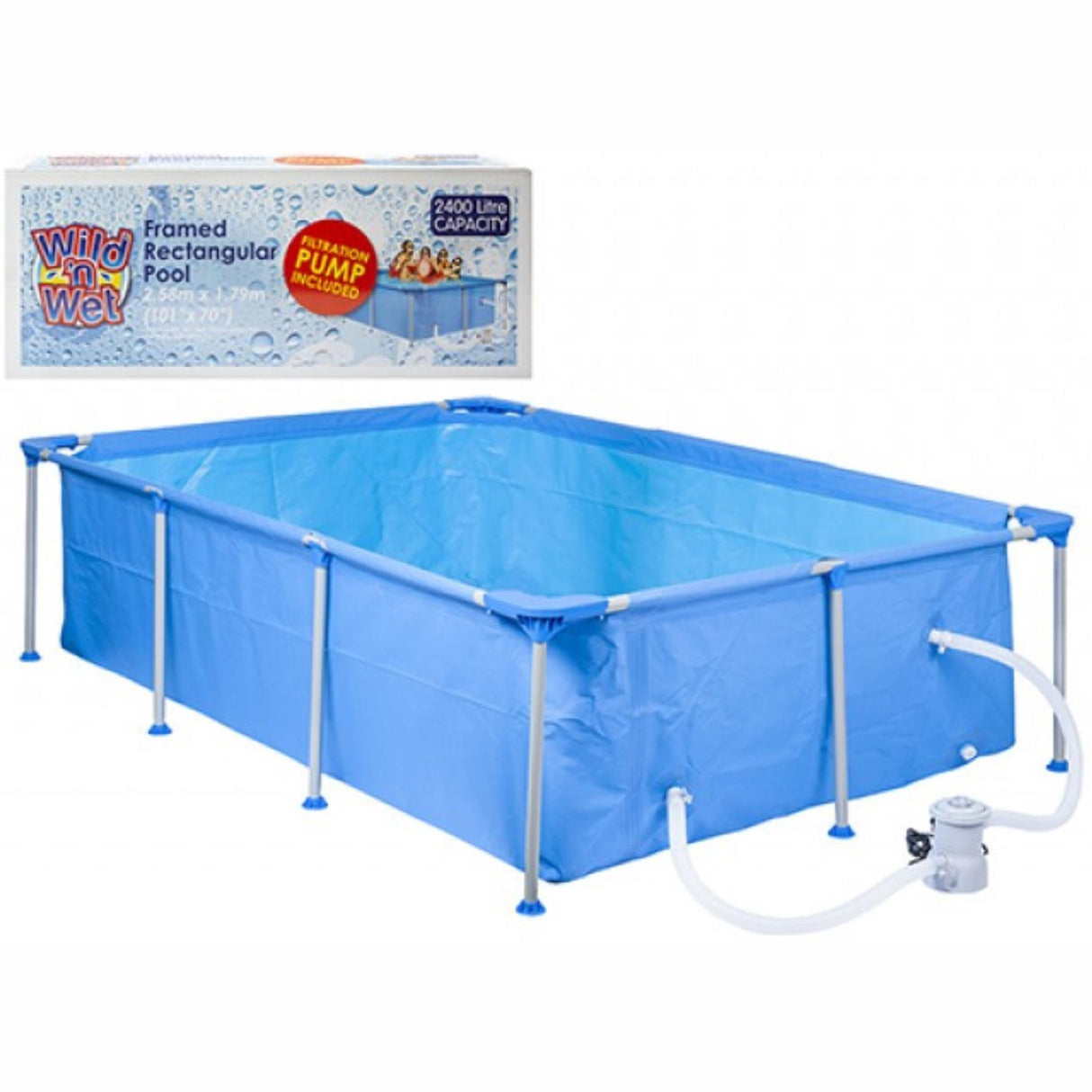 2.58M X 1.79M Rectangle Pool With Pump