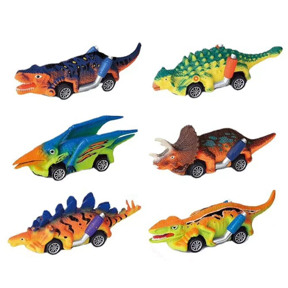 Racing Dinosaurs 6 Pc Racer Dino Car Pull Back Mini Figures Racing Dino's