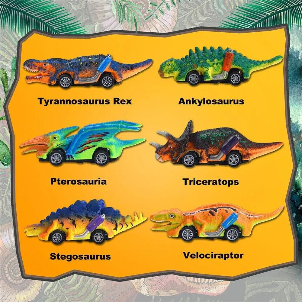 Racing Dinosaurs 6 Pc Racer Dino Car Pull Back Mini Figures Racing Dino's