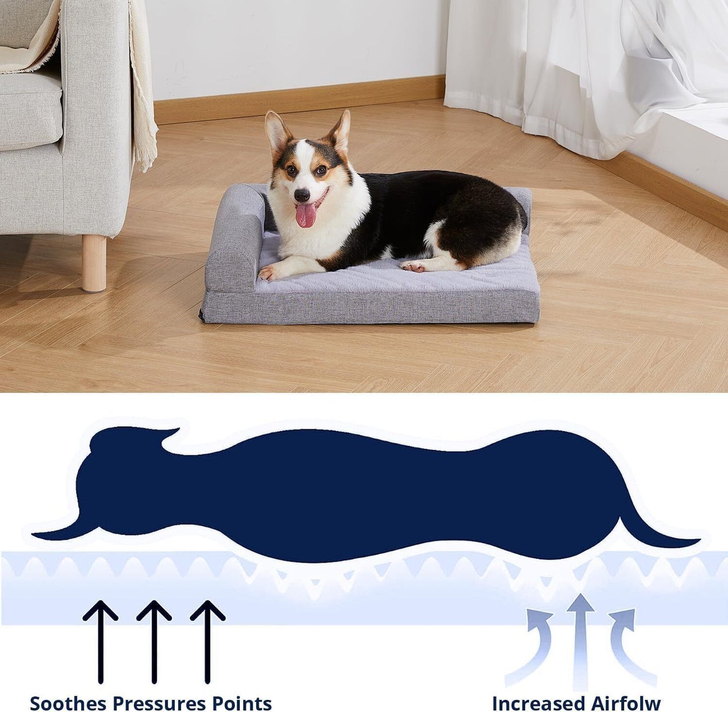 Dog Bed Foam Sofa Orthopaedic for Small Medium Dogs 70 x 50cm