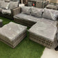 Grey Rattan Corner Sofa Set with Matching Extender Unit