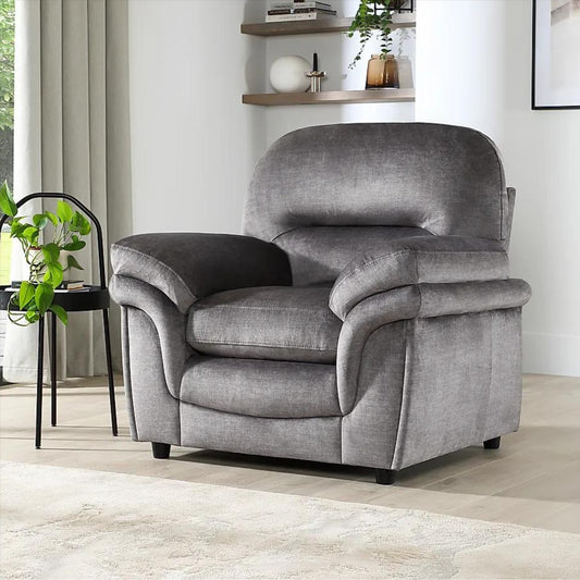 Grey Soft Velvet Armchair