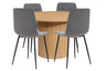 Axel Round Fluted Dining Table With 4 Fabric Chairs