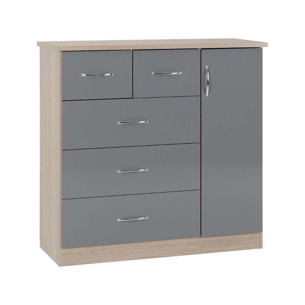 Nevada 5 Drawer 1 Door Low Wardrobe