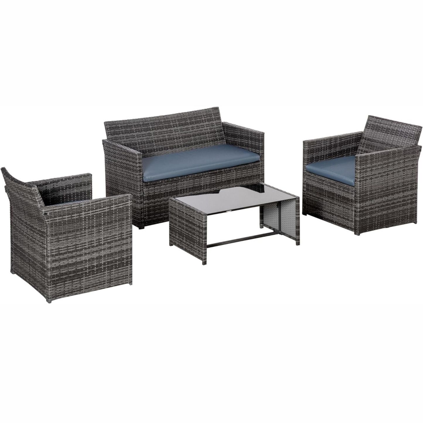 Grey 4 Seater Garden Rattan Set