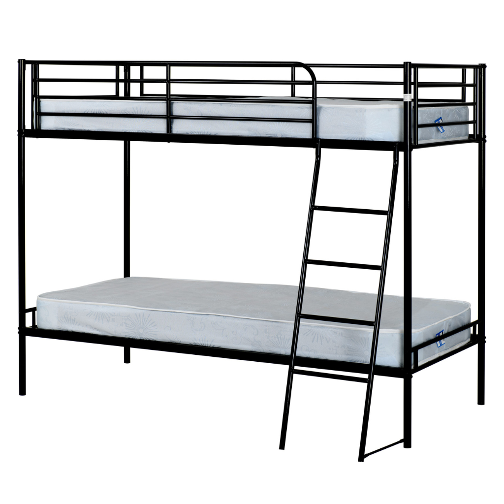 Brandon Black Metal Frame Bunk Bed Single 3ft with Ladder