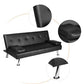 3 Seater Sofa Bed Faux Leather Black (See Description)