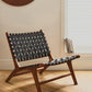 Black Woven Accent Chair with Wooden Frame