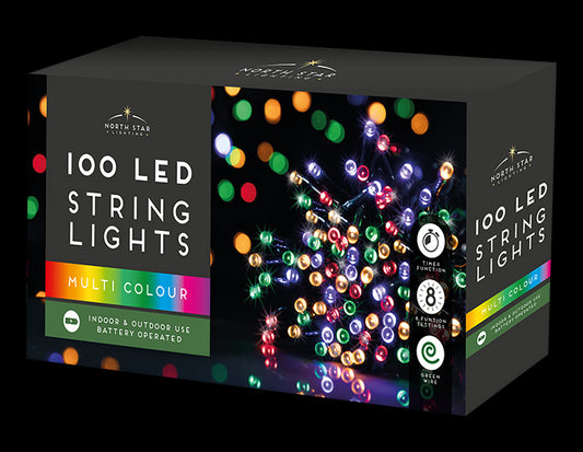 100 Led Battery Lights - Multicoloured