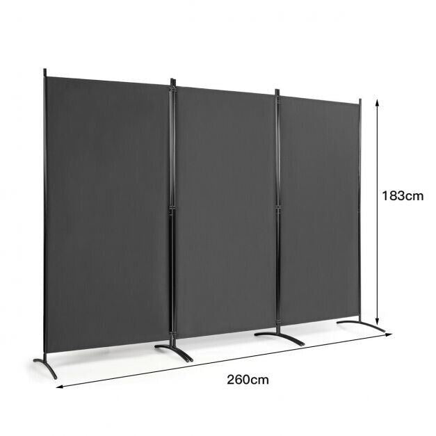 3 Panel Room Divider-Grey