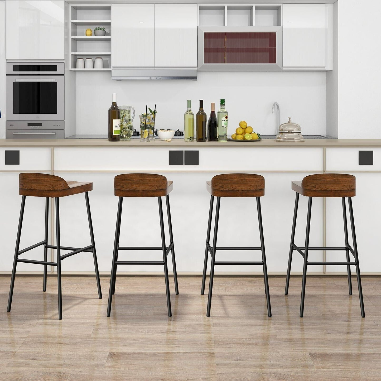 Set Of 2 Wooden Bar Stool