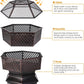 26" Hexagonal Fire Pit Rustic Outdoor Campfire Stoves with Protective Sheild