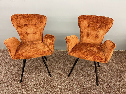 Set of 2 Curved Backrest Armchair Orange