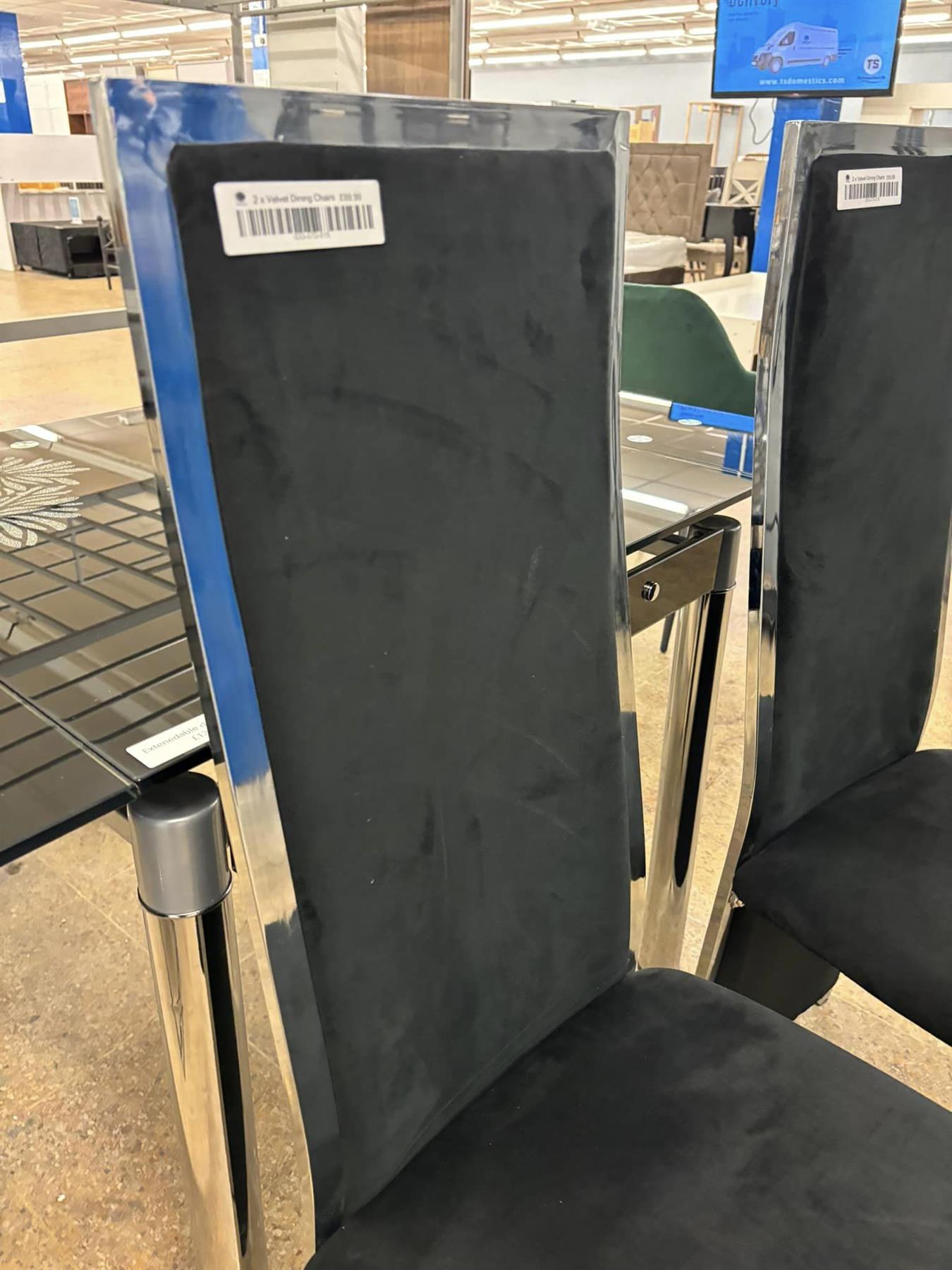 2 x Chrome Framed Velvet Dining Chairs