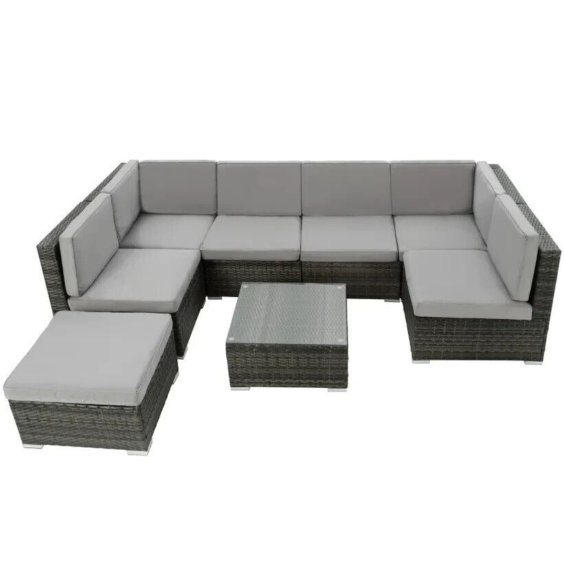7 Seater Garden Corner Sofa Set Grey