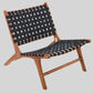 Black Woven Accent Chair with Wooden Frame