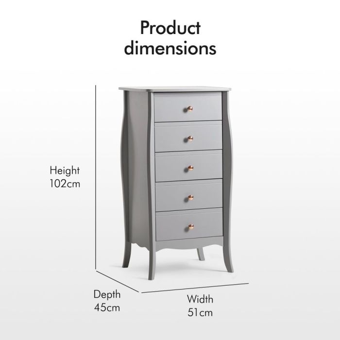 Grey Narrow Chest of Drawers