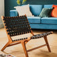 Black Woven Accent Chair with Wooden Frame