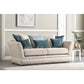 Oak Furnitureland Carrington 3 Seater Pillow Back Sofa Natural with Teal Fabric