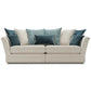 Oak Furnitureland Carrington 4 Seater Pillow Back Sofa Natural with Teal Fabric