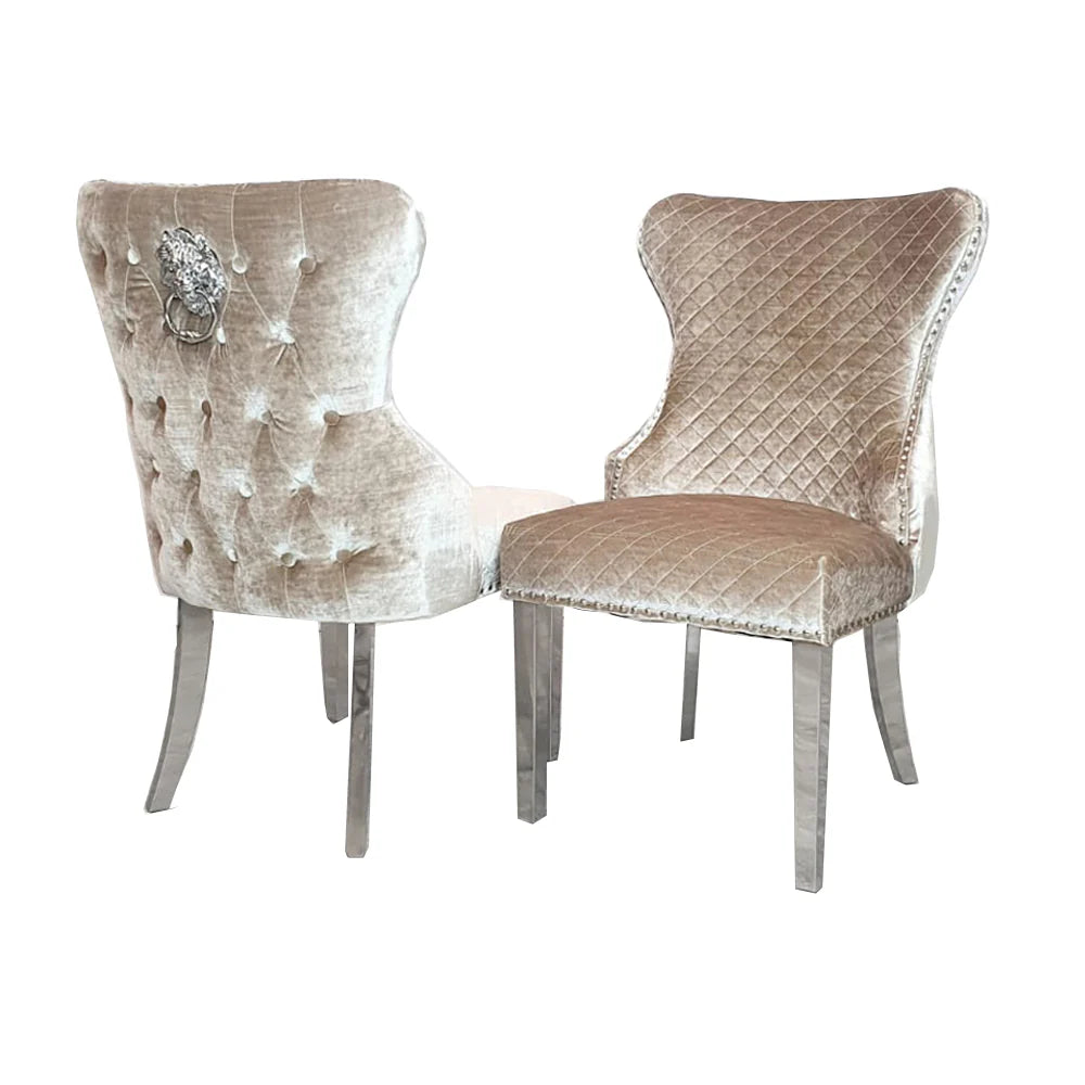 Chelsea Dining Chair with Lion Knocker & Buttoned Back