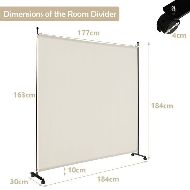 Single Panel Room Divider-White
