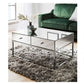 Mirrored Glass Coffee Table Chrome Frame 2 Drawer Living Room Furniture