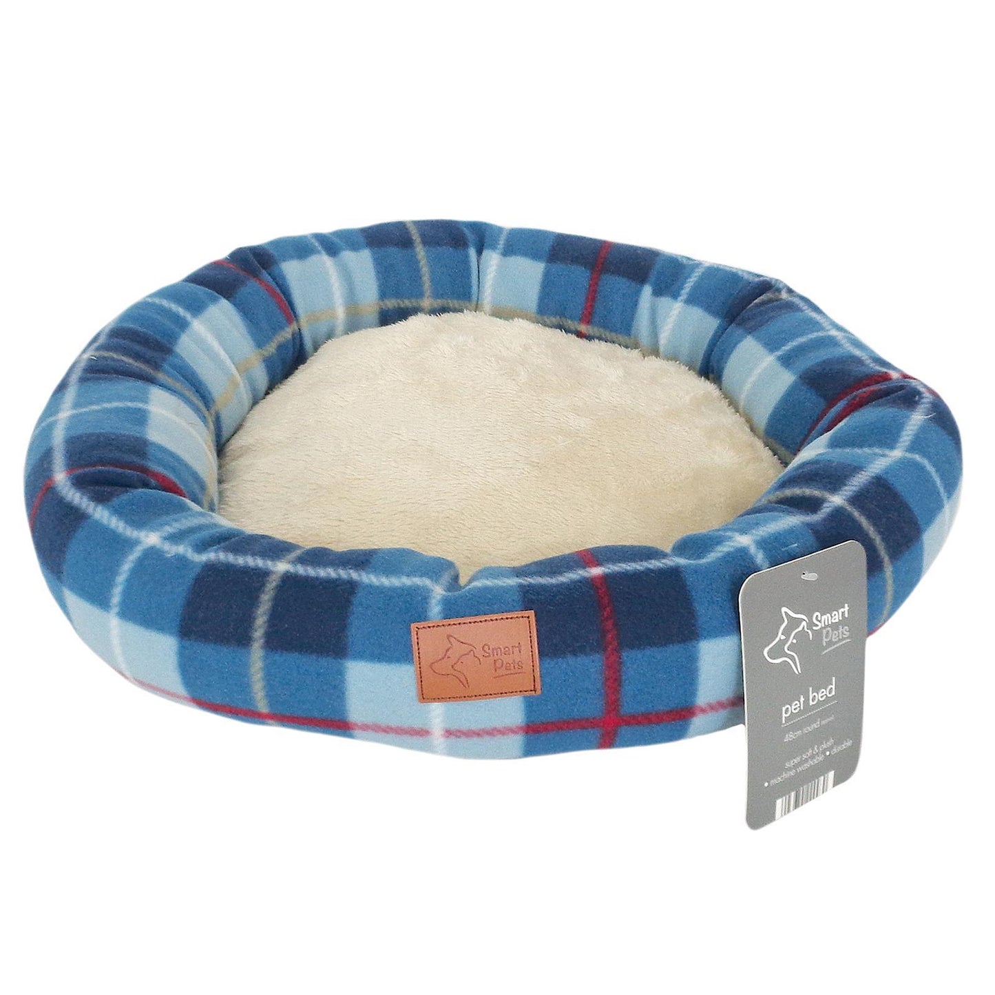 Round FLeece Dog Bed 48x10cm-Blue