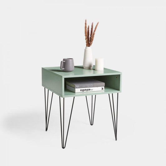 Pale Green Side Table with Hairpin Legs