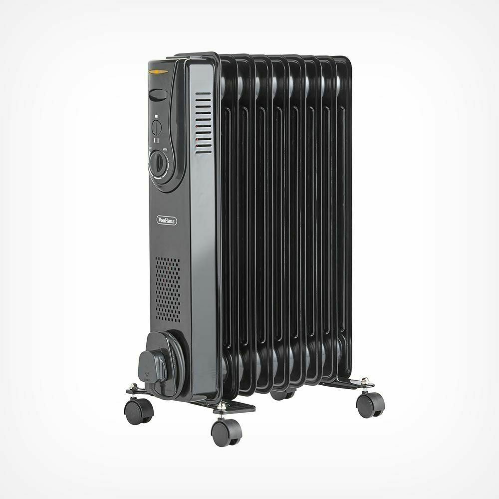 9 Fin 2000W Oil Filled Radiator - Black