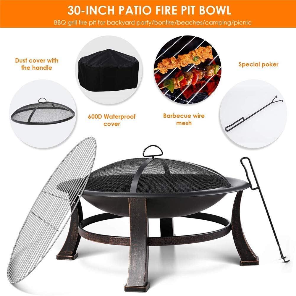 30" Metal Fire Pit with Waterproof Cover