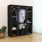 Black Fabric Canvas Wardrobe With Clothes Hanging Rail Shelves Storage Cupboard