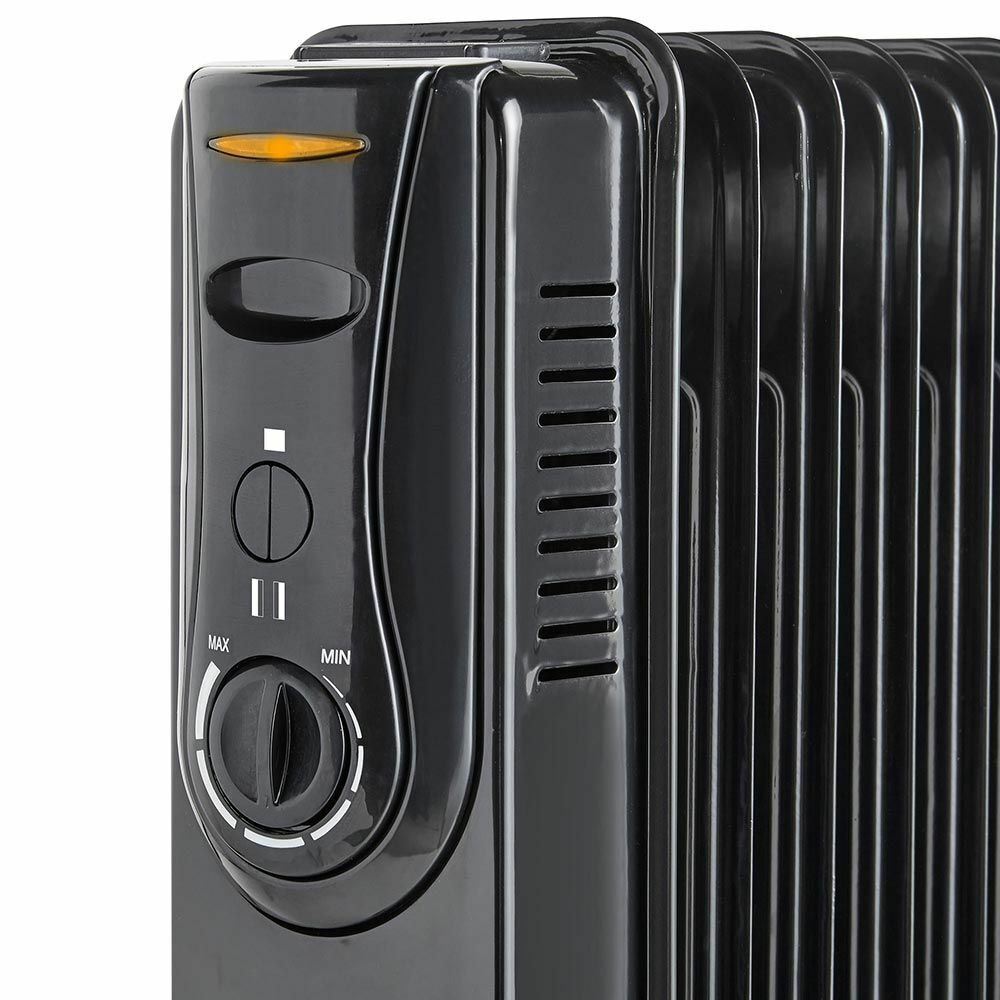 9 Fin 2000W Oil Filled Radiator - Black